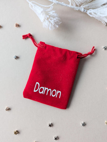 Personalised Small Red Gift Bag: Jewellery Bag, Stocking Filler