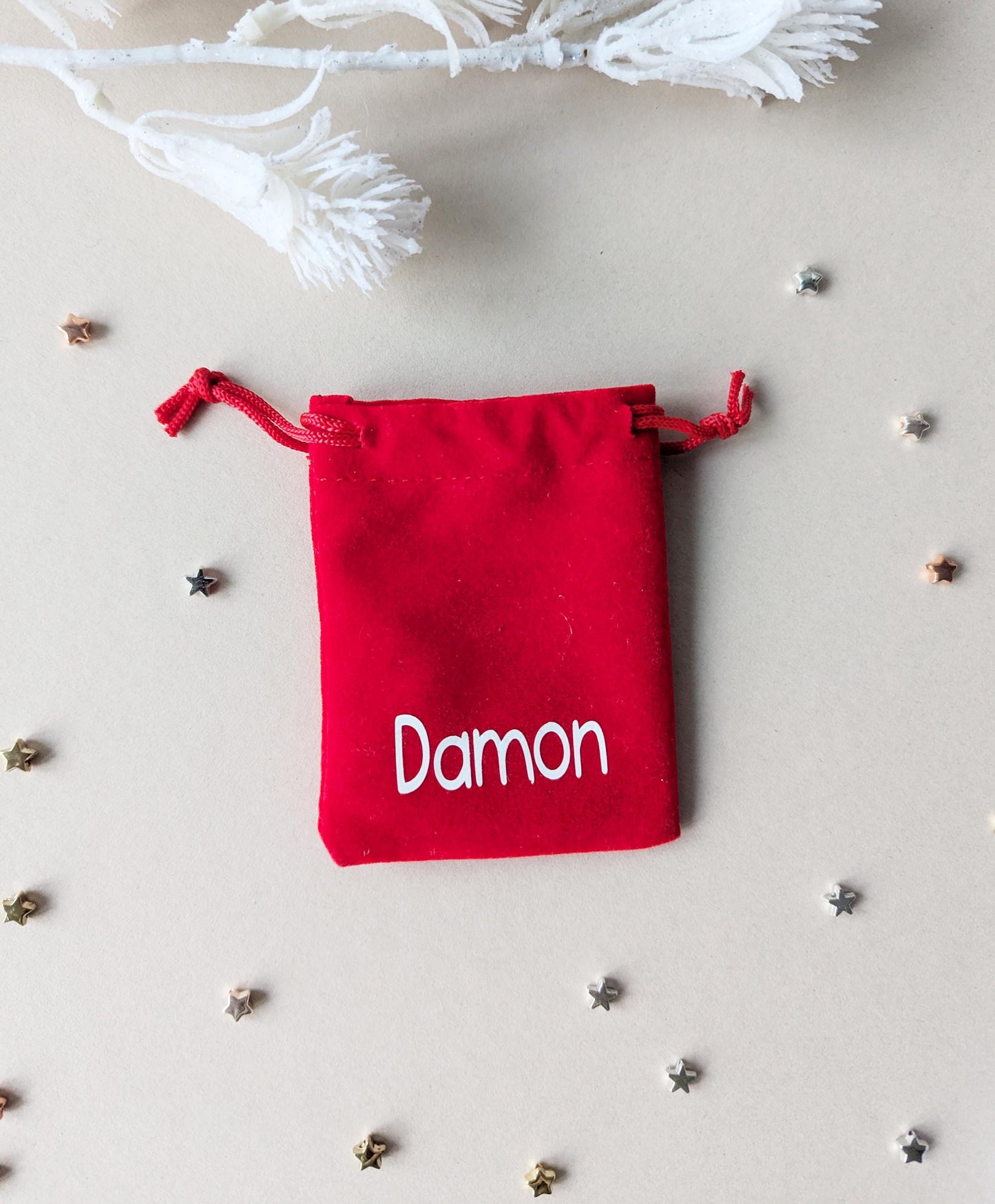 Personalised Small Red Gift Bag: Jewellery Bag, Stocking Filler