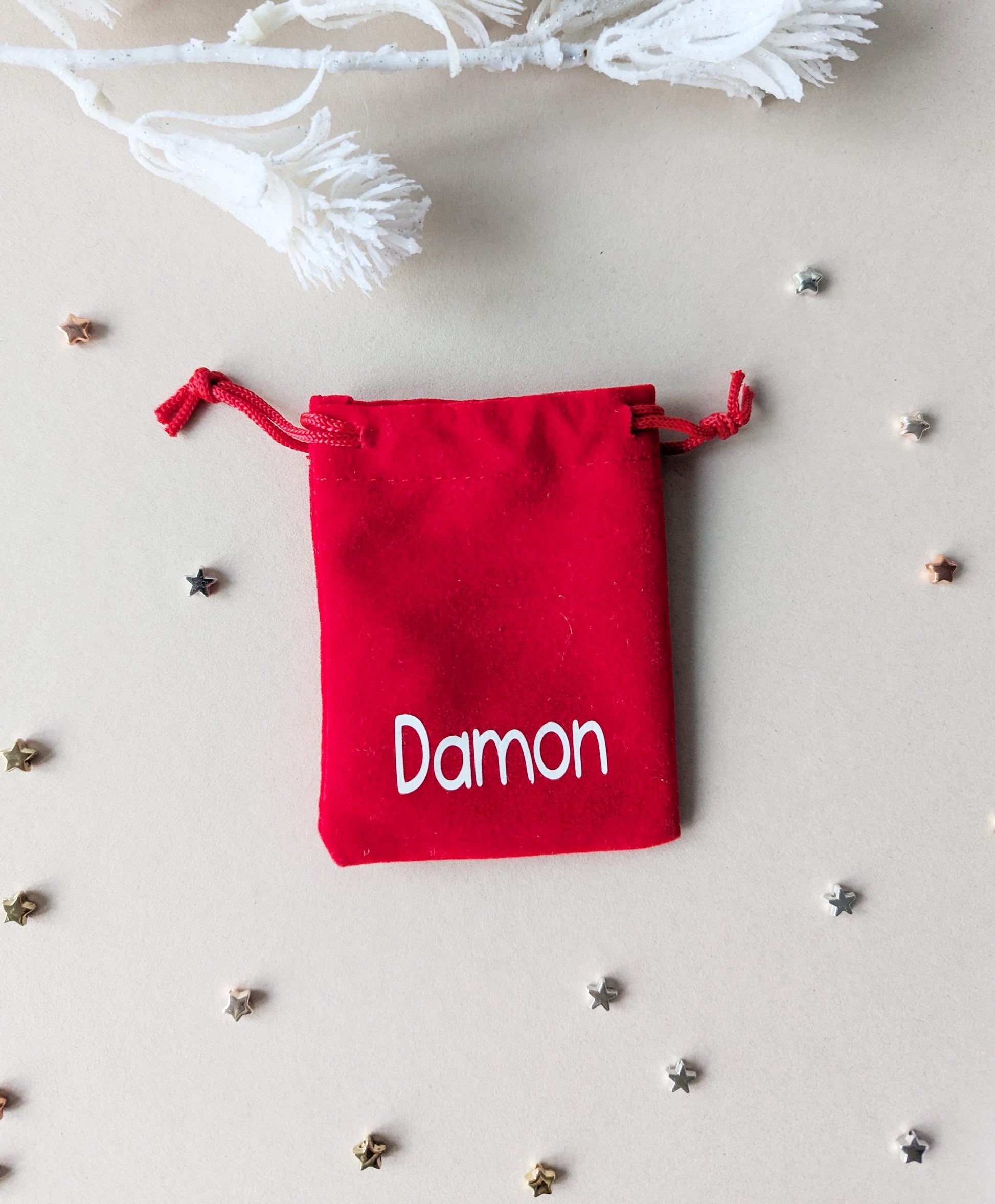 Personalised Small Red Gift Bag: Jewellery Bag, Stocking Filler