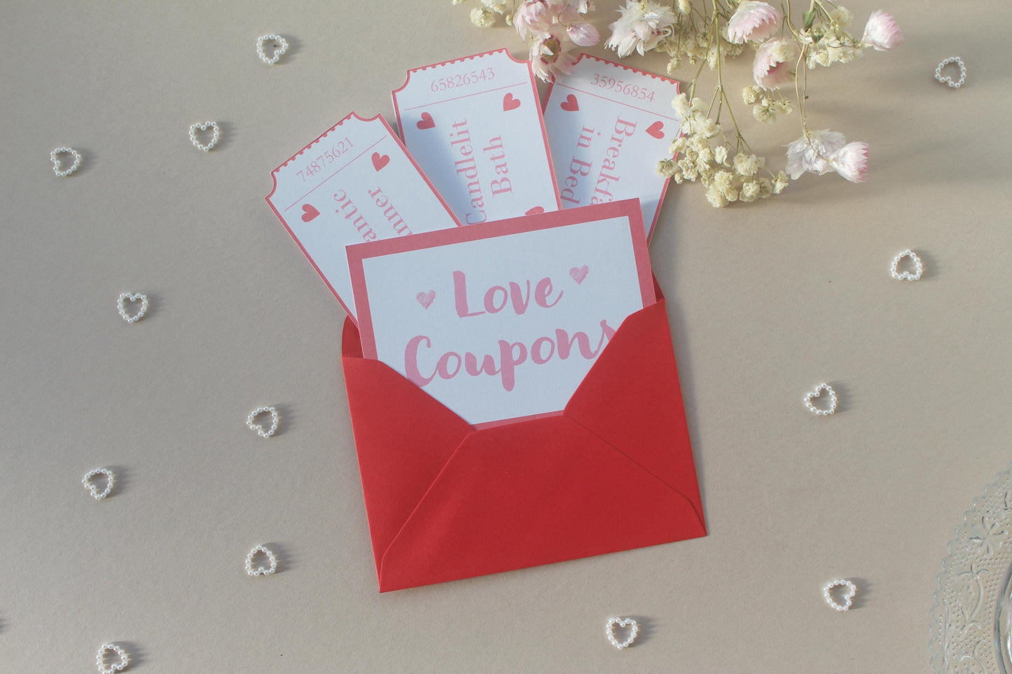 Loves Coupons for Valentine's Day, Customisable & Personalised Vouchers, Arcade Style Tickets