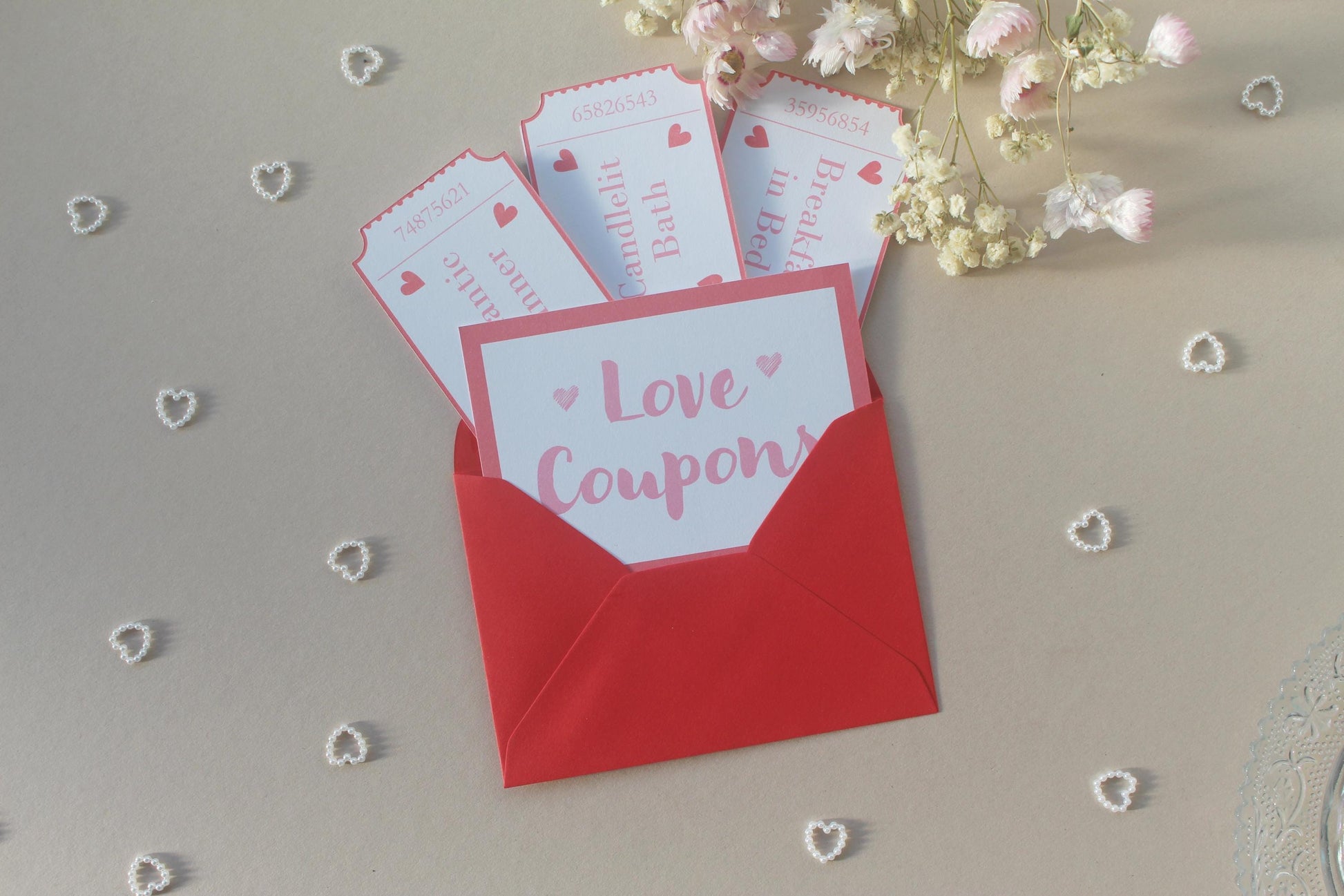 Loves Coupons for Valentine's Day, Customisable & Personalised Vouchers, Arcade Style Tickets