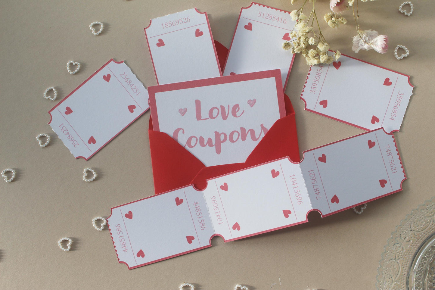 Loves Coupons for Valentine's Day, Customisable & Personalised Vouchers, Arcade Style Tickets