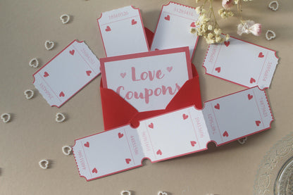 Loves Coupons for Valentine's Day, Customisable & Personalised Vouchers, Arcade Style Tickets