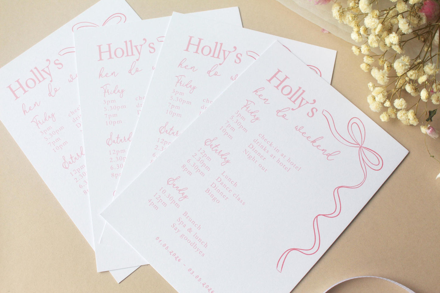 Hen Do Party Itinerary: Ribbon Theme, Bachelorette, Girls Weekend