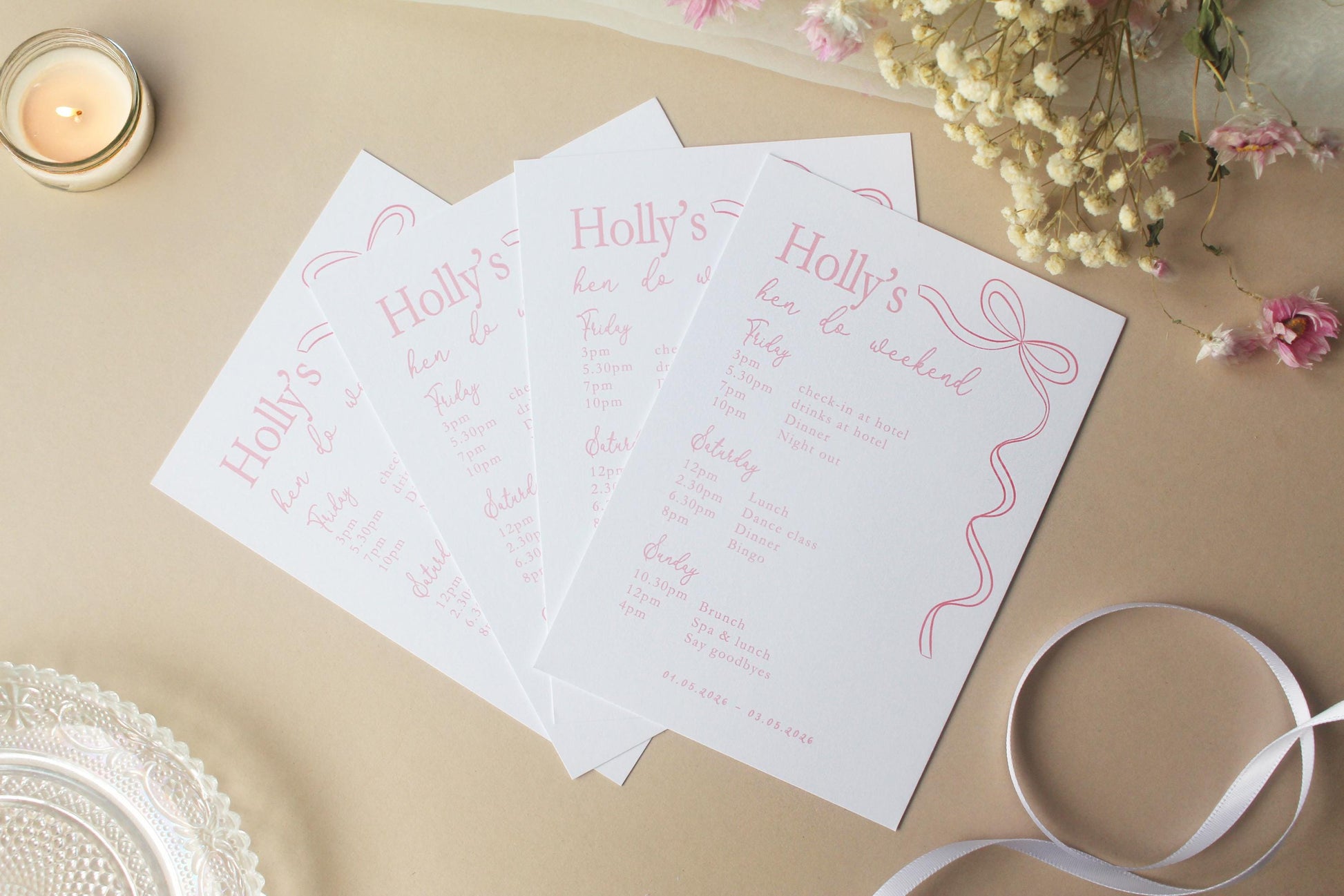 Hen Do Party Itinerary: Ribbon Theme, Bachelorette, Girls Weekend