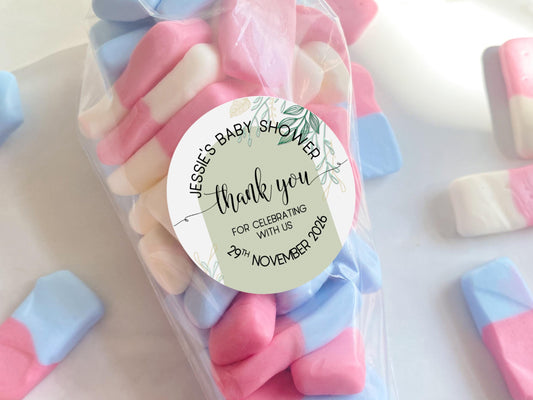 Baby Shower Sticker Favours: Green Baby Shower Decorations, Baby Boy, Mum to be