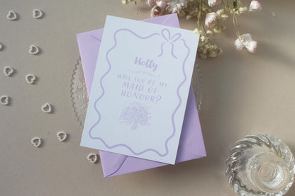 Will You Be My Bridesmaid Proposal Card: Whimsical Bridesmaid, Maid of Honour, Flower Girl