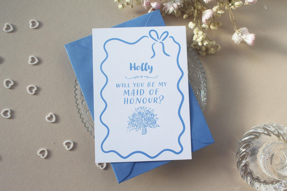 Will You Be My Bridesmaid Proposal Card: Whimsical Bridesmaid, Maid of Honour, Flower Girl