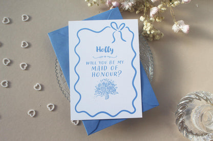 Will You Be My Bridesmaid Proposal Card: Whimsical Bridesmaid, Maid of Honour, Flower Girl