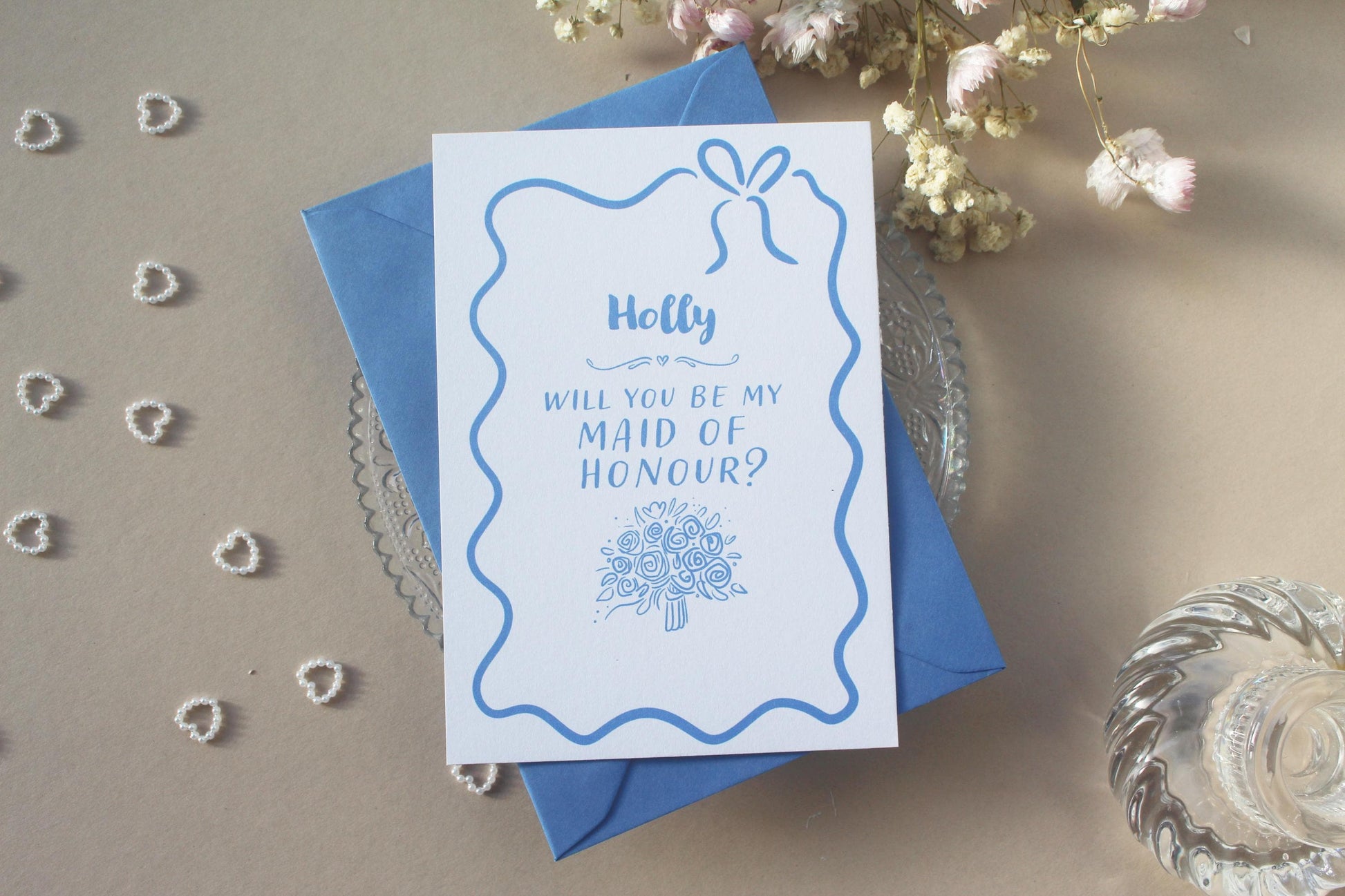 Will You Be My Bridesmaid Proposal Card: Whimsical Bridesmaid, Maid of Honour, Flower Girl