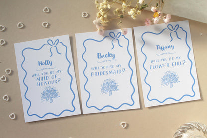 Will You Be My Bridesmaid Proposal Card: Whimsical Bridesmaid, Maid of Honour, Flower Girl
