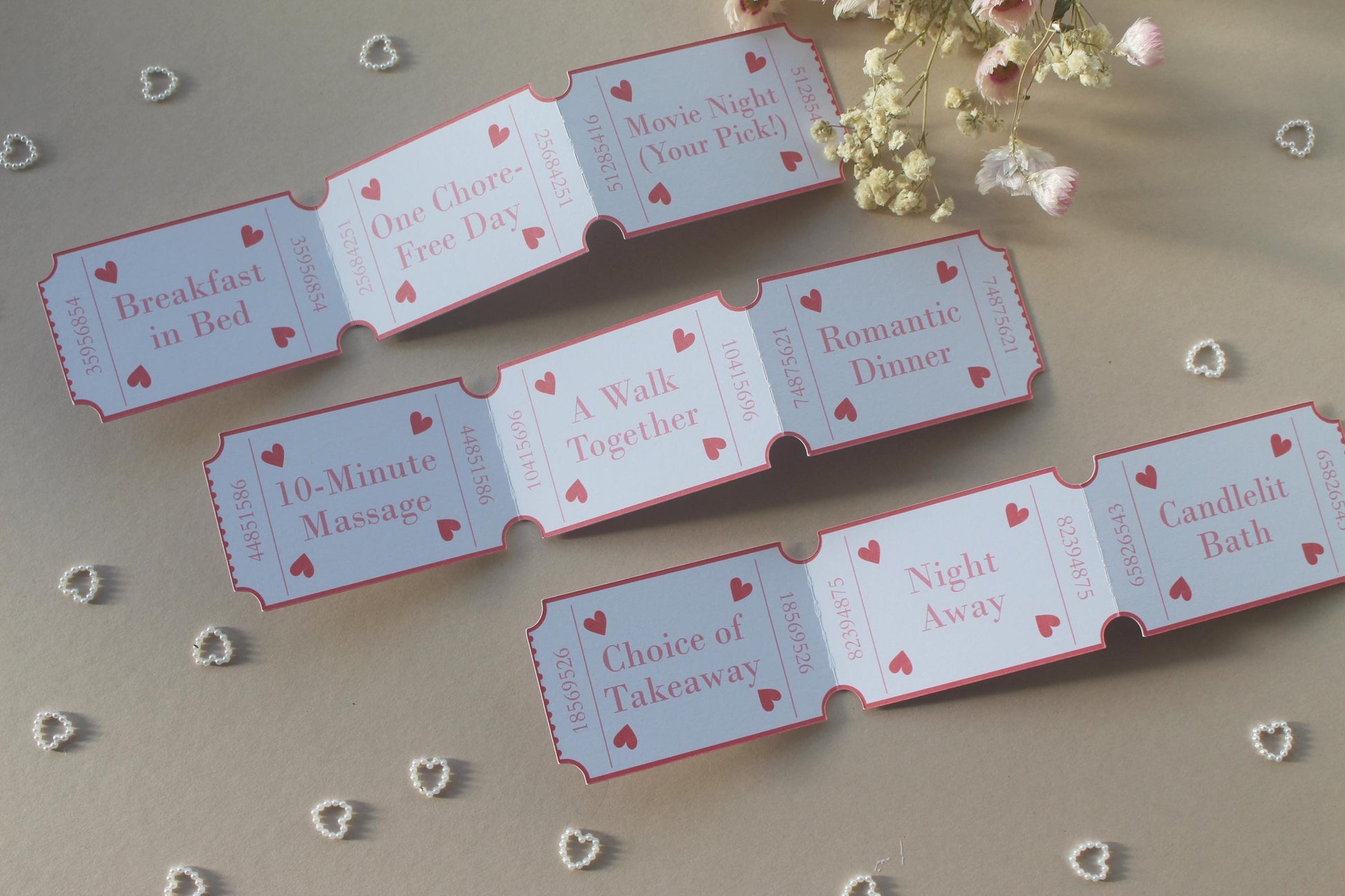 Loves Coupons for Valentine's Day, Customisable & Personalised Vouchers, Arcade Style Tickets