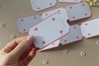 Loves Coupons for Valentine's Day, Customisable & Personalised Vouchers, Arcade Style Tickets