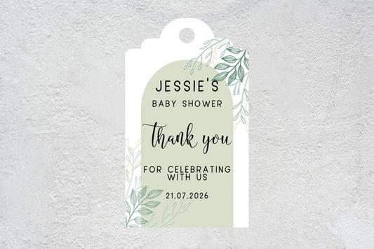 Baby Shower Green Favour Tags: Baby Boy, Mum to Be