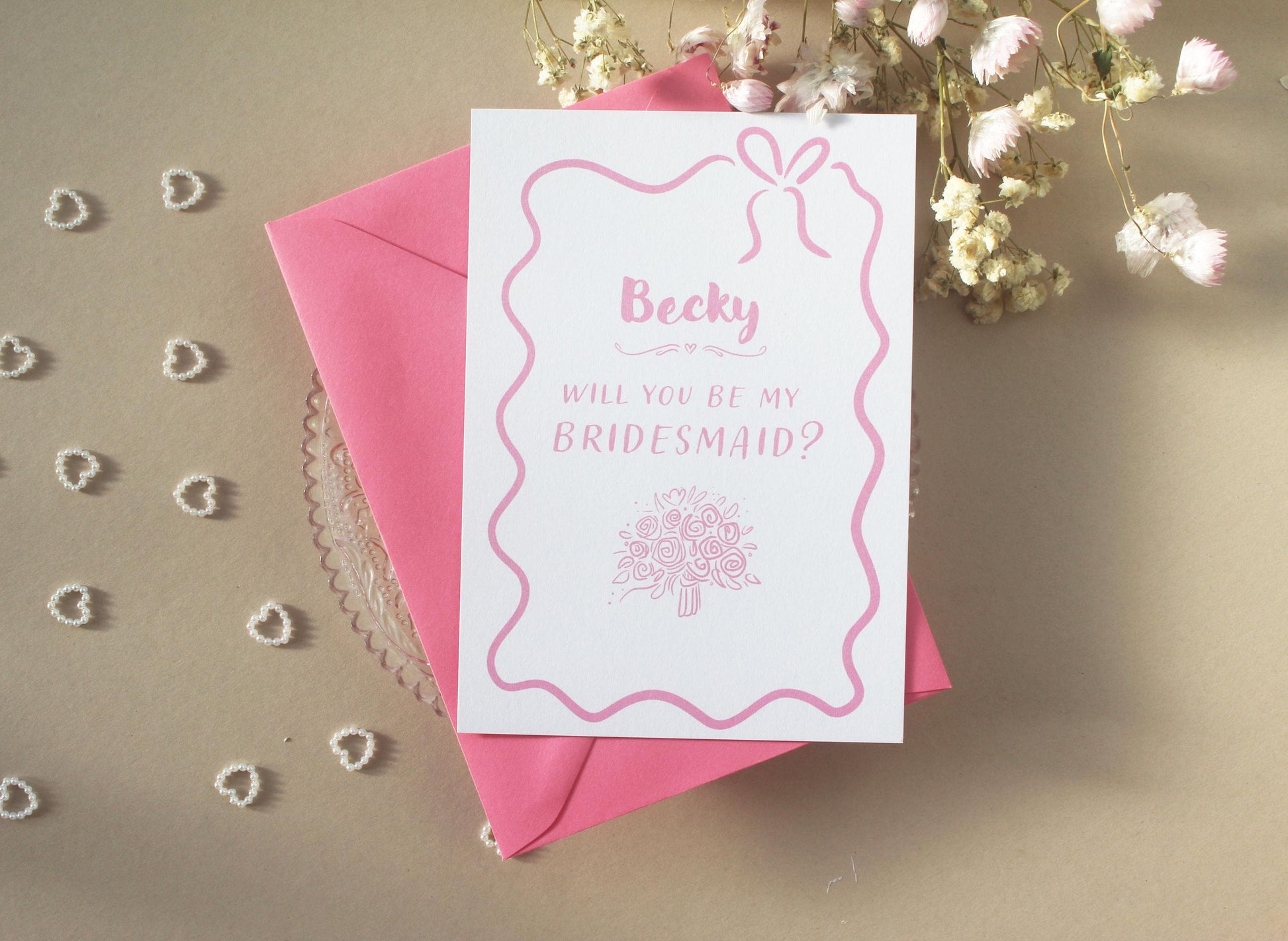 Will You Be My Bridesmaid Proposal Card: Whimsical Bridesmaid, Maid of Honour, Flower Girl