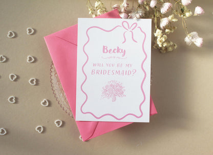 Will You Be My Bridesmaid Proposal Card: Whimsical Bridesmaid, Maid of Honour, Flower Girl