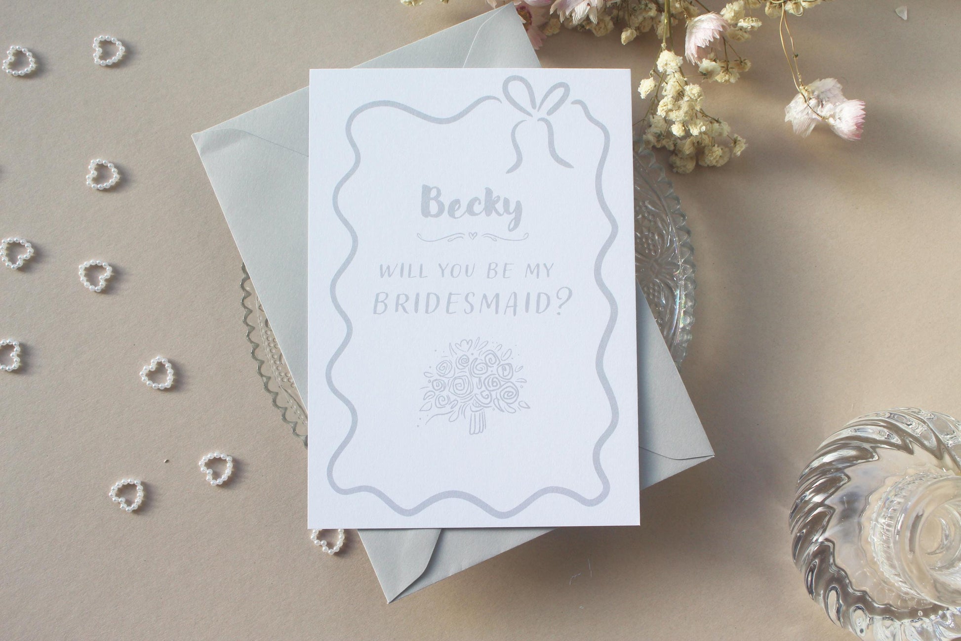 Will You Be My Bridesmaid Proposal Card: Whimsical Bridesmaid, Maid of Honour, Flower Girl