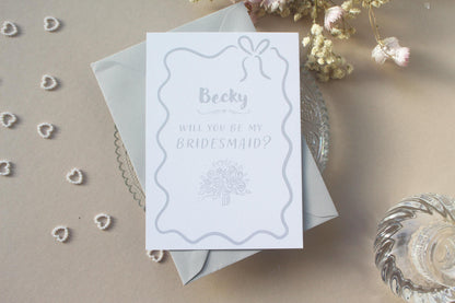 Will You Be My Bridesmaid Proposal Card: Whimsical Bridesmaid, Maid of Honour, Flower Girl