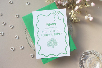 Will You Be My Bridesmaid Proposal Card: Whimsical Bridesmaid, Maid of Honour, Flower Girl