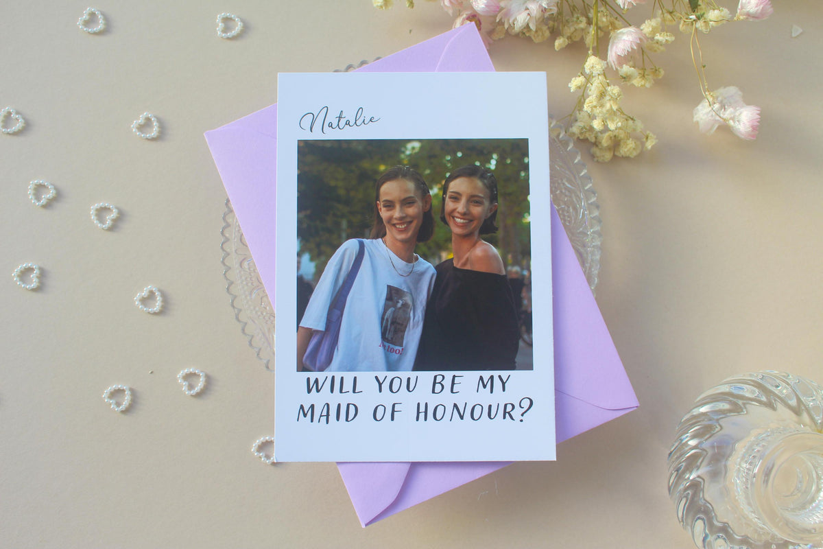 Will You Be My Bridesmaid Proposal Card: Photo Card, Maid of Honour, Flower Girl