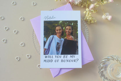 Will You Be My Bridesmaid Proposal Card: Photo Card, Maid of Honour, Flower Girl
