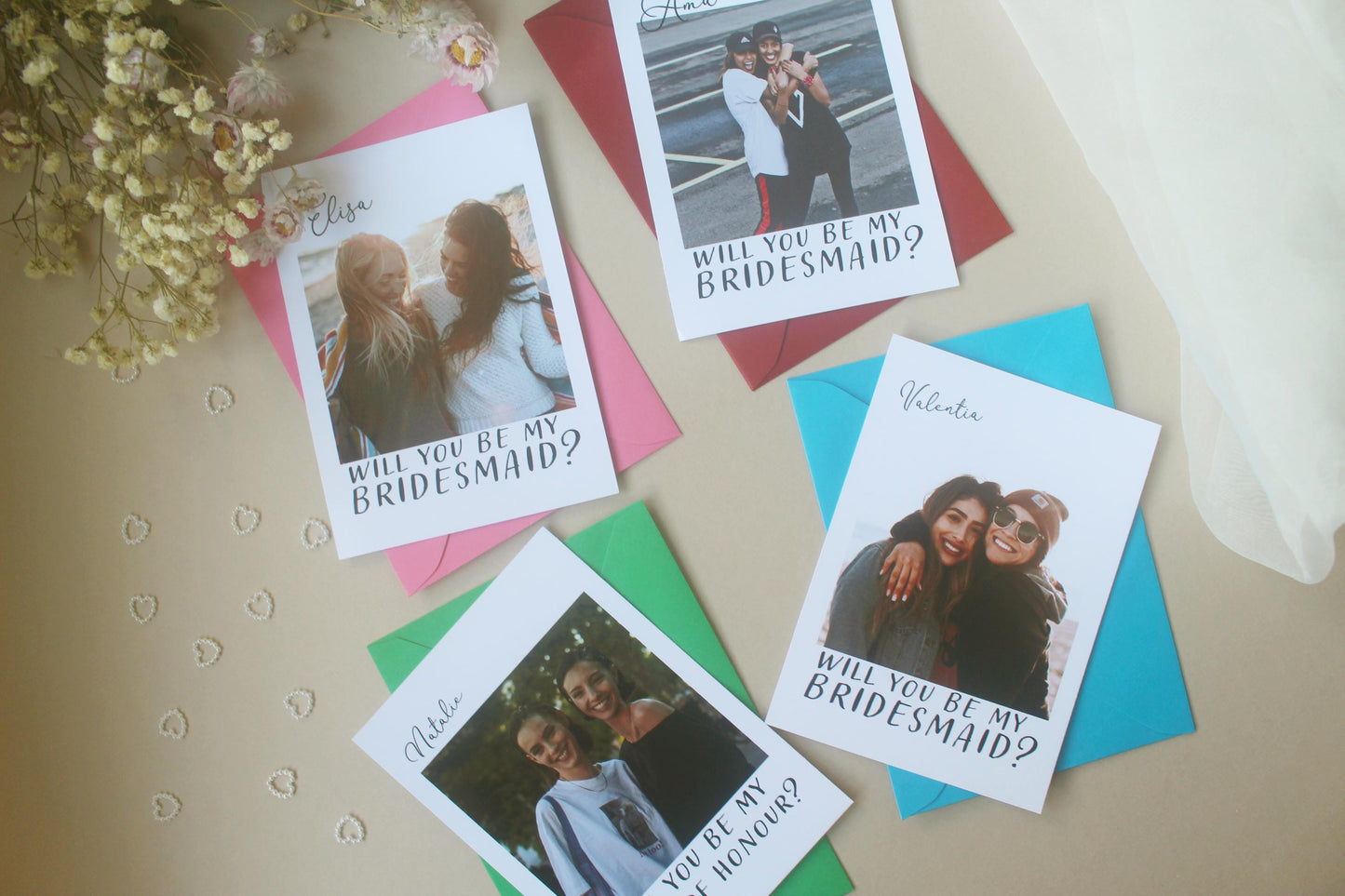 Will You Be My Bridesmaid Proposal Card: Photo Card, Maid of Honour, Flower Girl