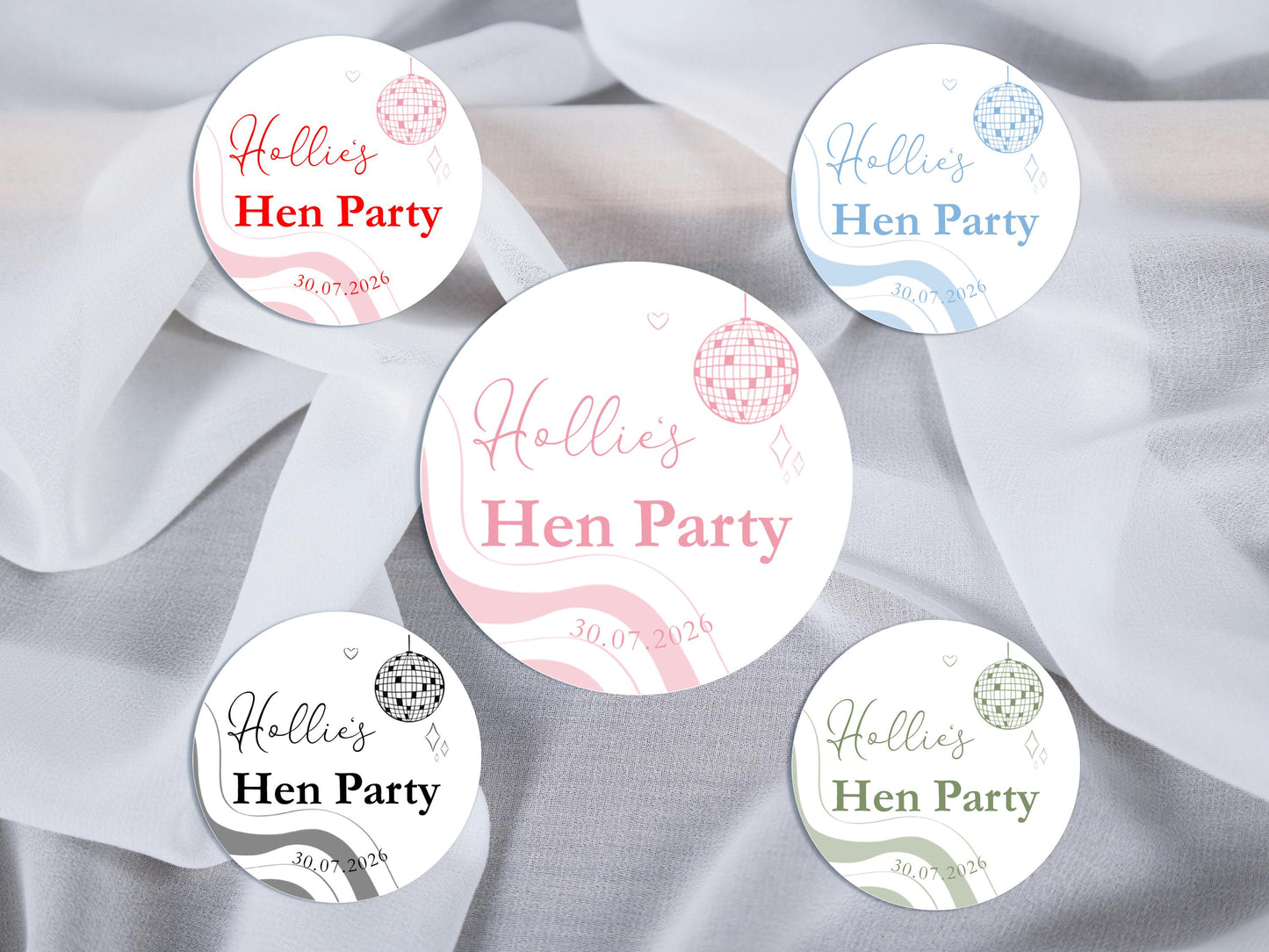 Hen Party Favour Stickers: Last Disco, Dancing Queen, Mamma Mia, Bridal Shower