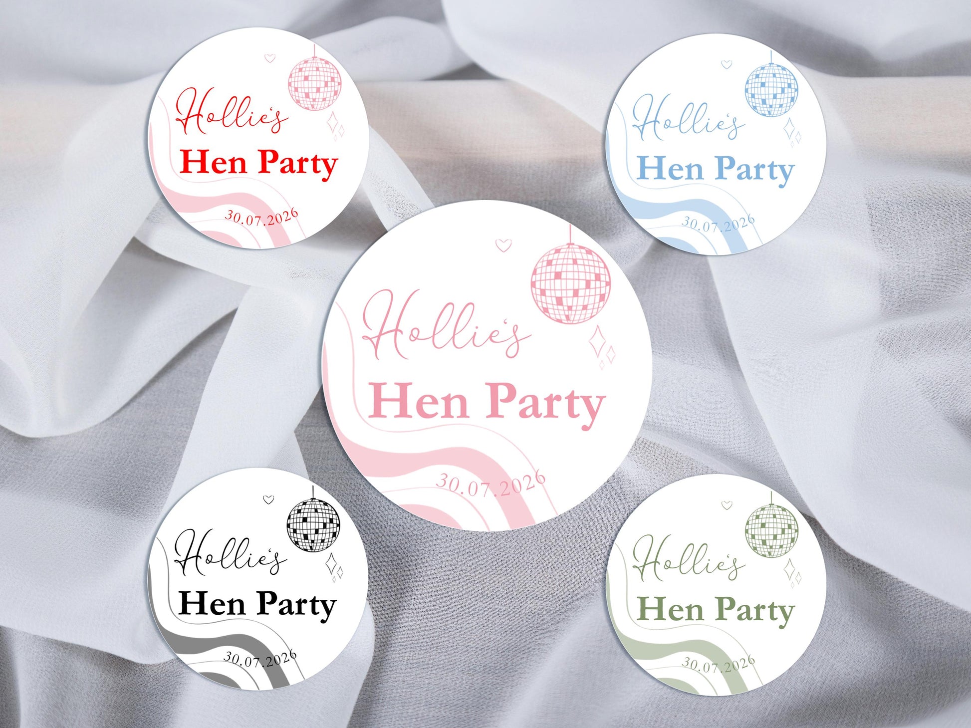 Hen Party Favour Stickers: Last Disco, Dancing Queen, Mamma Mia, Bridal Shower