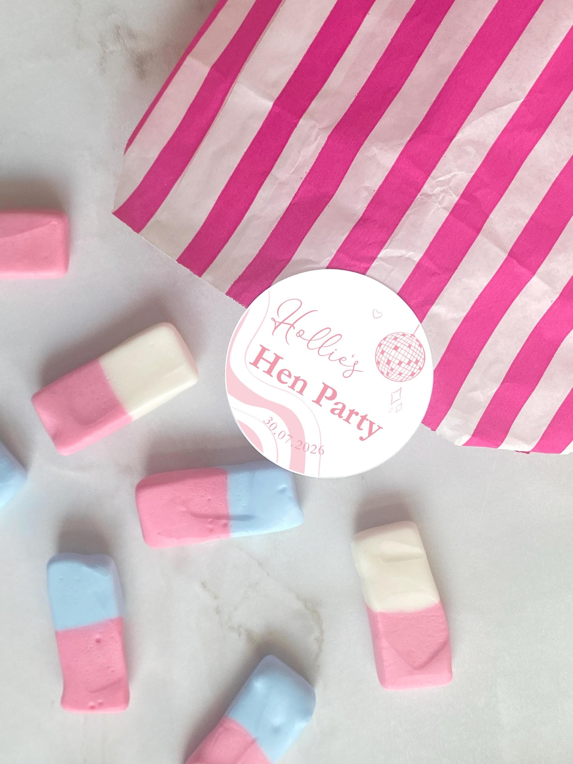 Hen Party Favour Stickers: Last Disco, Dancing Queen, Mamma Mia, Bridal Shower