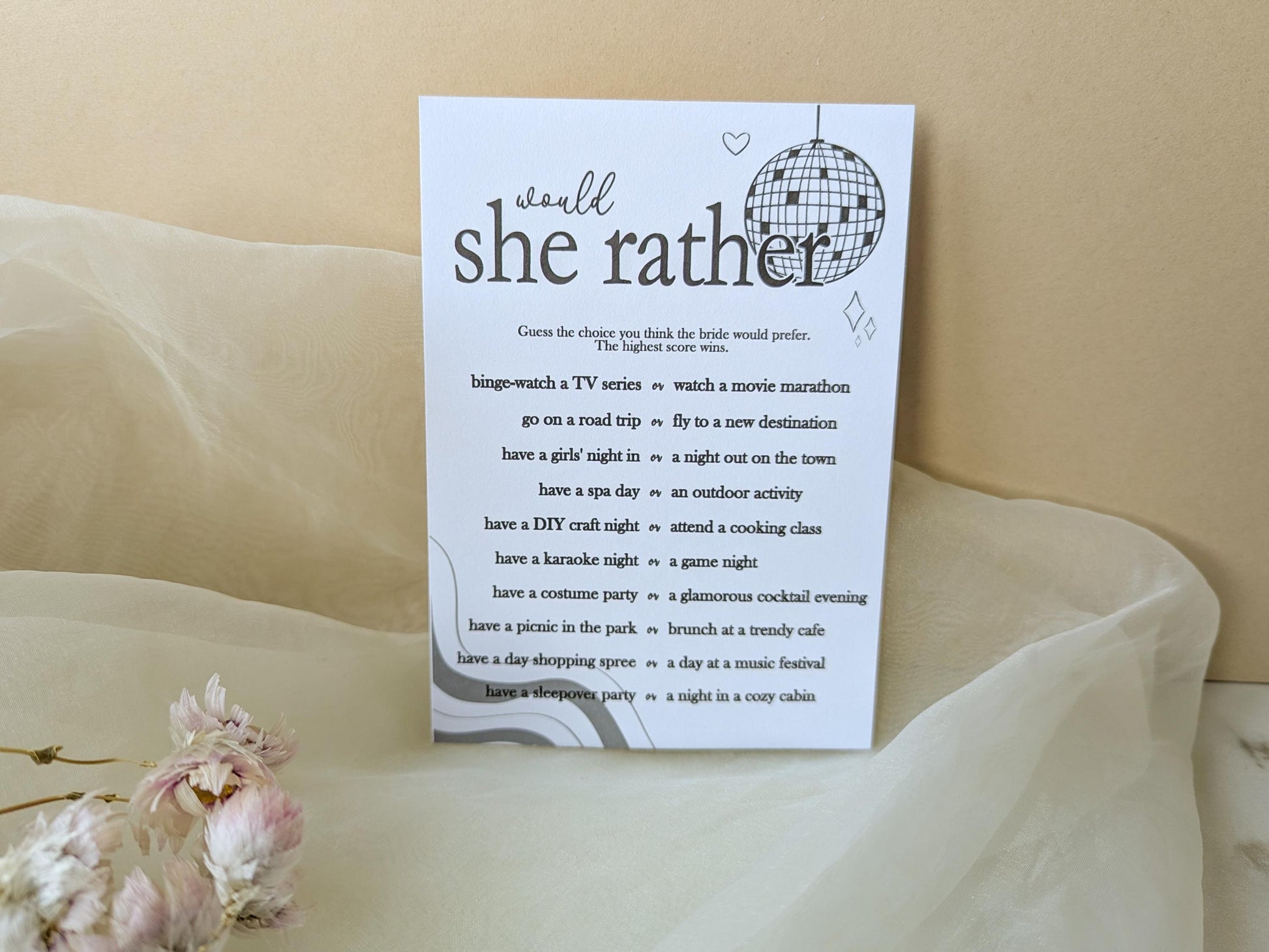 Hen Do Party Games Bundle, Last Dance, Bridal Bingo, Advice, Guess the Dress, Would She Rather