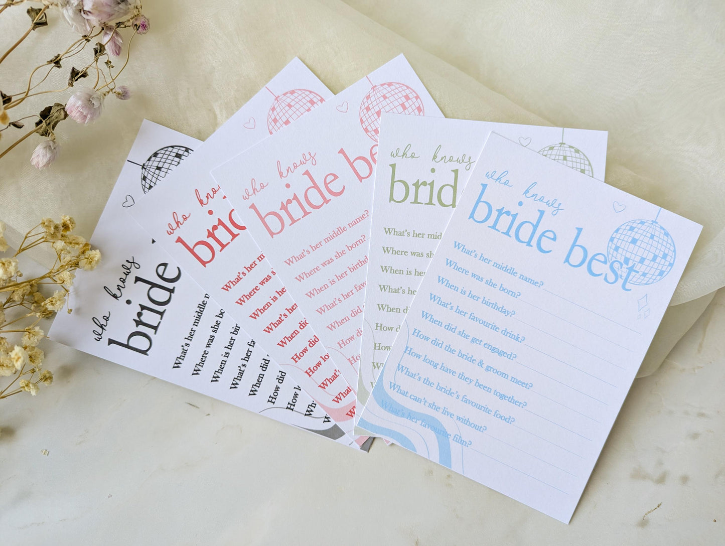 Hen Do Party Games Bundle, Last Dance, Bridal Bingo, Advice, Guess the Dress, Would She Rather, Pink and Red