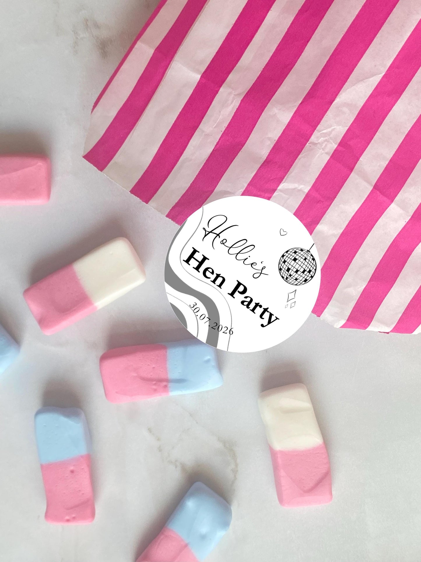 Hen Party Favour Stickers: Last Disco, Dancing Queen, Mamma Mia, Bridal Shower