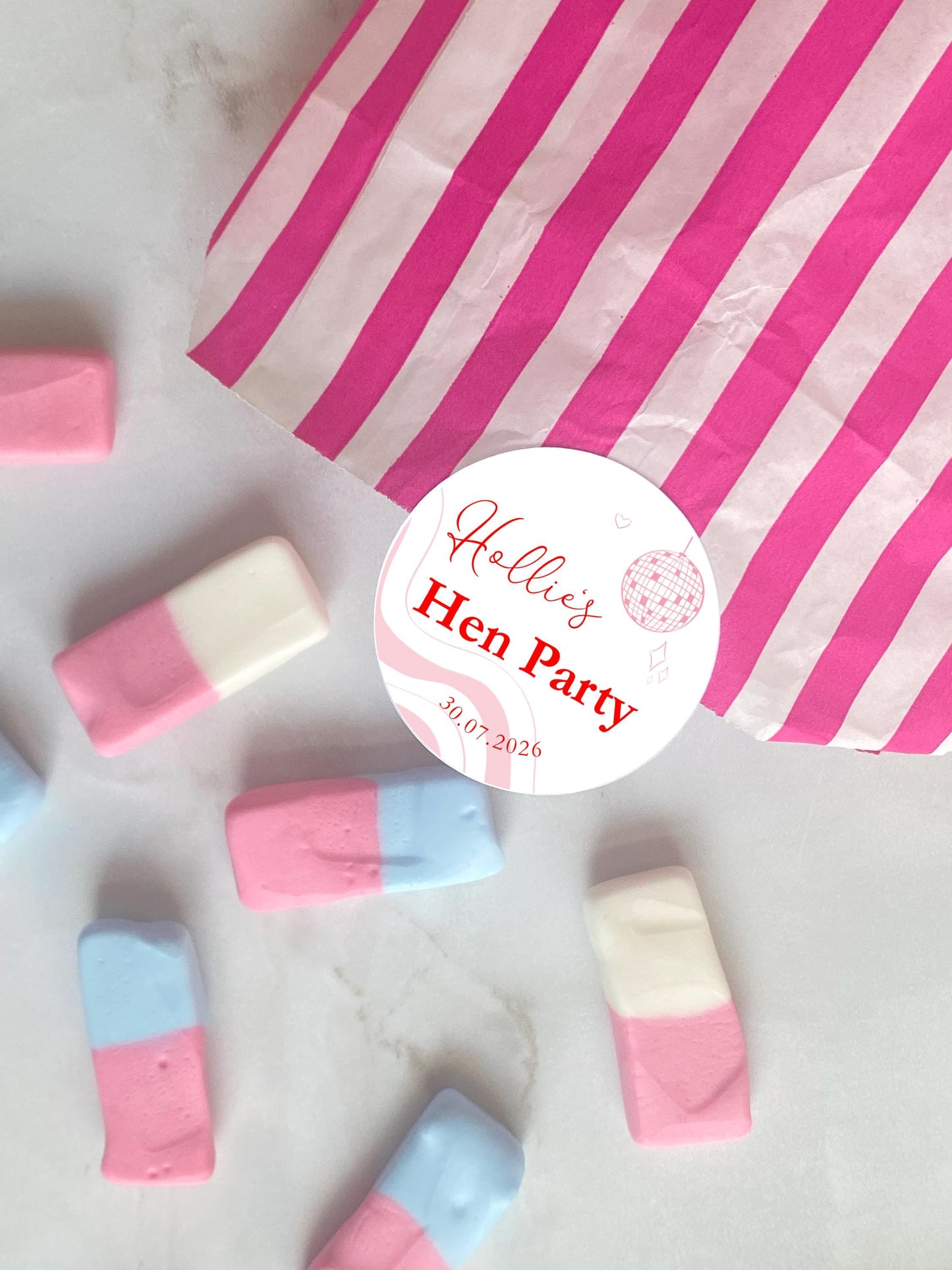 Hen Party Favour Stickers: Last Disco, Dancing Queen, Mamma Mia, Bridal Shower