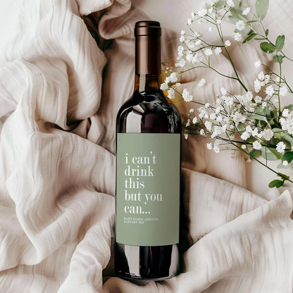 Pregnancy Announcement Wine Bottle Label; Becoming Grandparents, Auntie, Uncle, Baby Reveal, Can't Drink This