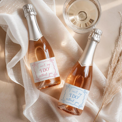 Bridesmaid Mini Prosecco Labels; Hen Party Stickers, She's Tying The Knot, Champagne Bottle Labels