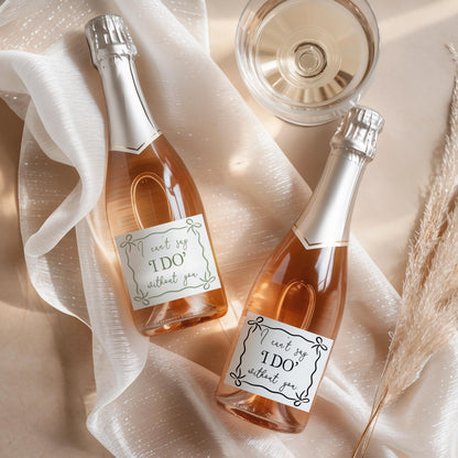 Bridesmaid Mini Prosecco Labels; Hen Party Stickers, She's Tying The Knot, Champagne Bottle Labels