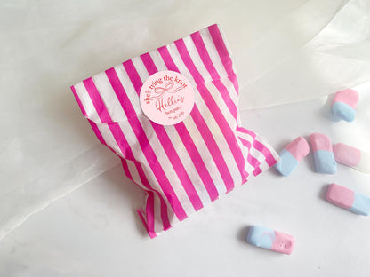 She's Tying The Knot Hen Party Stickers, Pink Ribbon, Bow Theme, Bridal Shower Favour Stickers