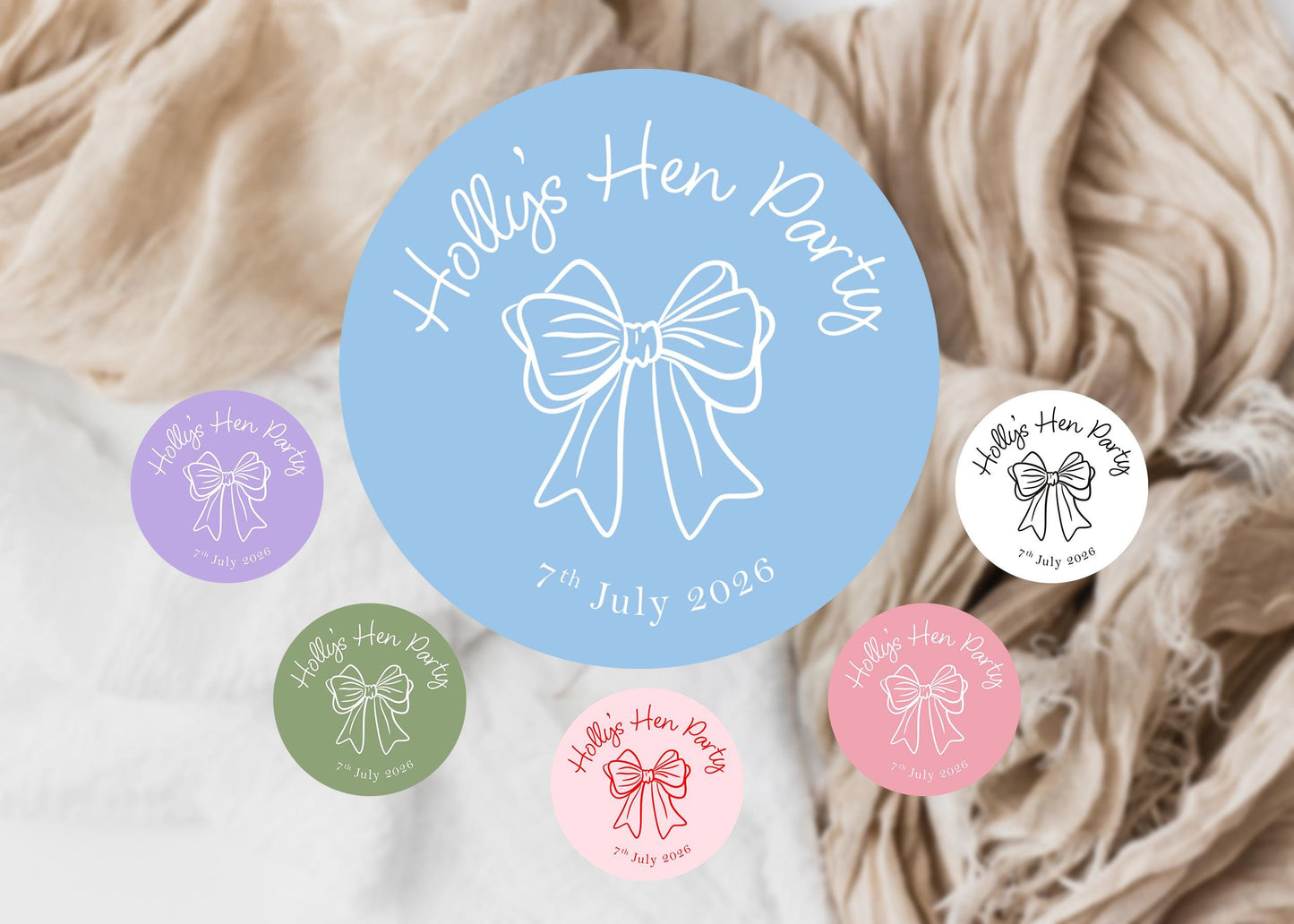 She's Tying The Knot Hen Party Stickers, Something Blue, Bow Theme, Bridal Shower Favour Stickers