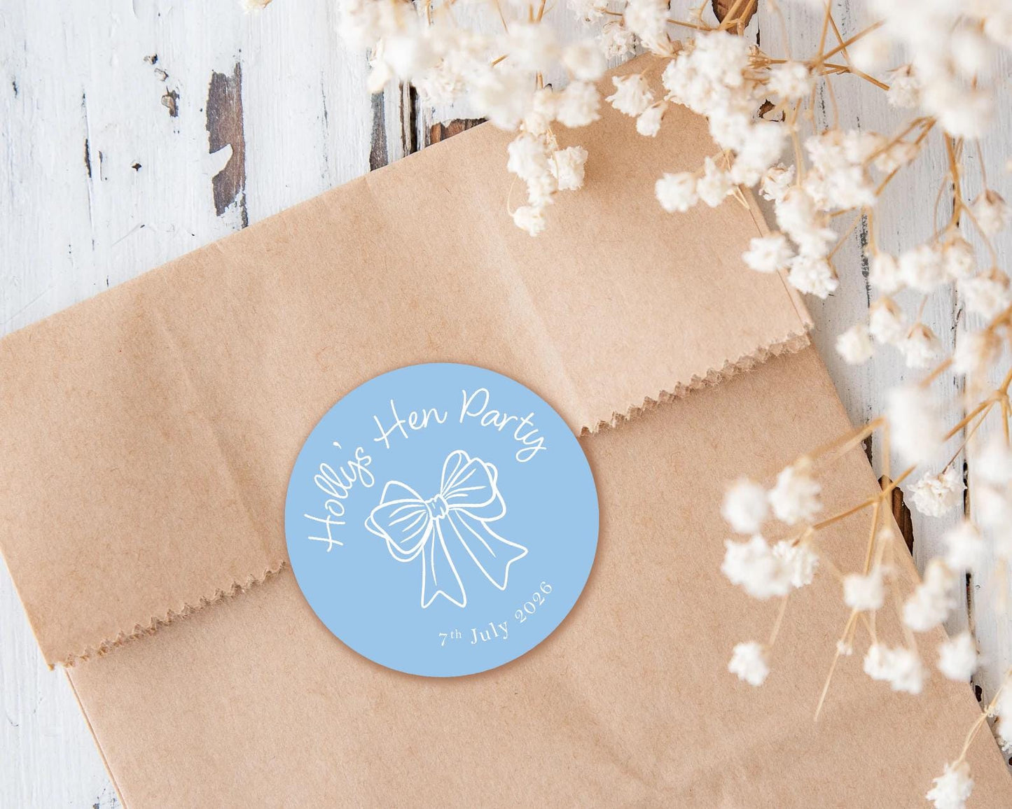 She's Tying The Knot Hen Party Stickers, Something Blue, Bow Theme, Bridal Shower Favour Stickers
