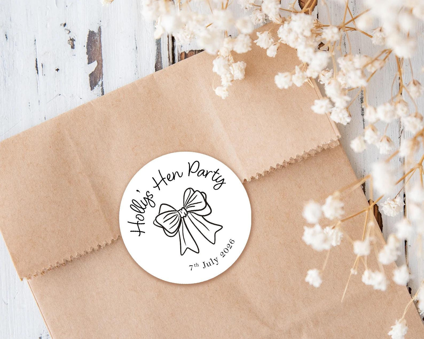 She's Tying The Knot Hen Party Stickers, Something Blue, Bow Theme, Bridal Shower Favour Stickers