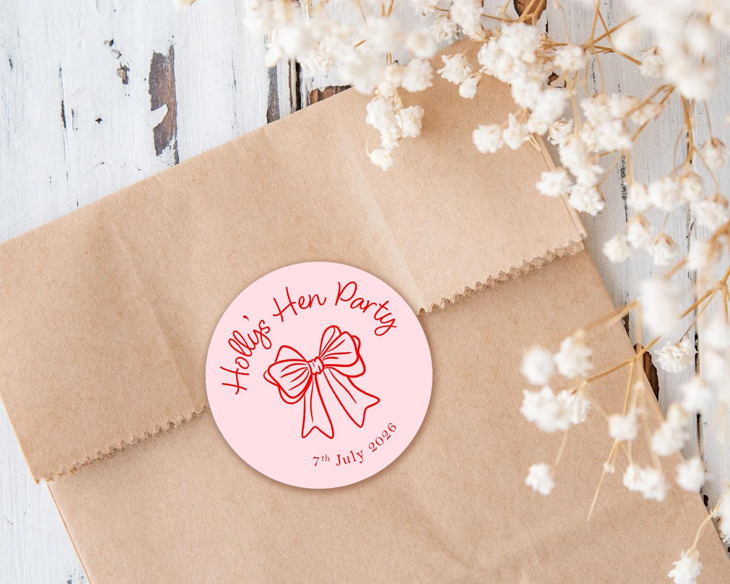 She's Tying The Knot Hen Party Stickers, Something Blue, Bow Theme, Bridal Shower Favour Stickers