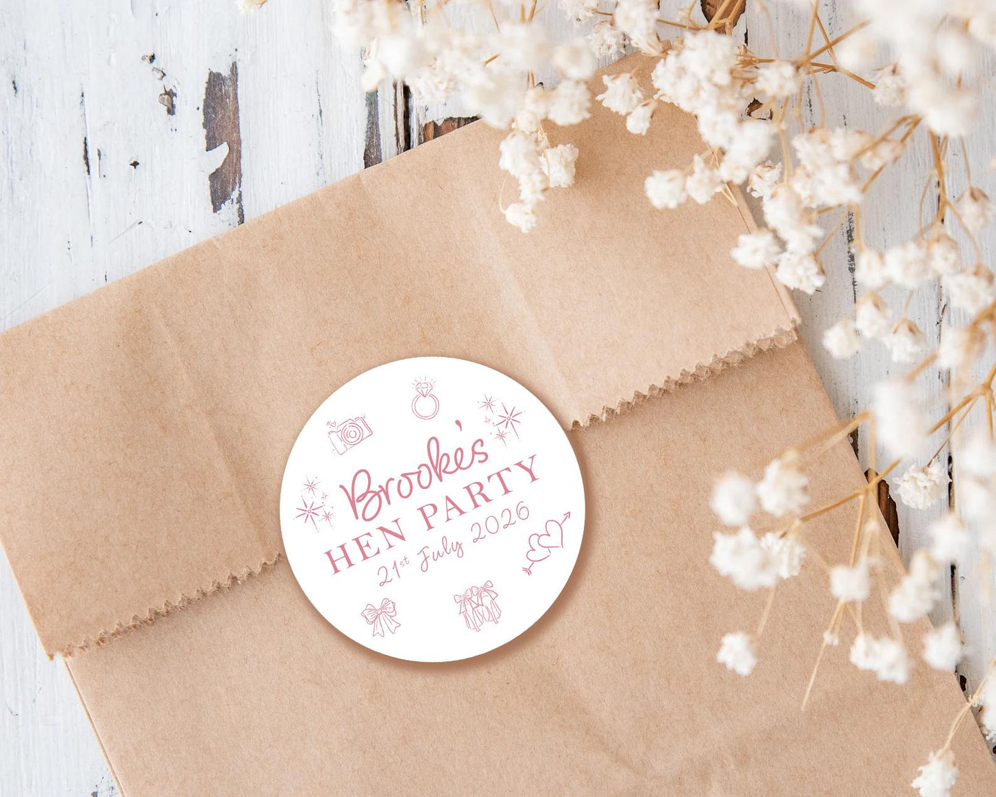 Hen Party Stickers, Goody Bag, Whimsical, Bridal Shower Favour Stickers