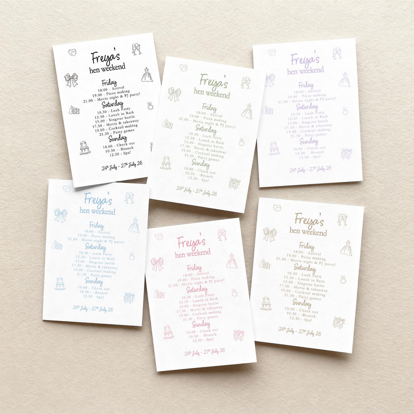 Hen Do Party Itinerary: Bachelorette, Girls Weekend, Hen Goody Bag, Whimsical