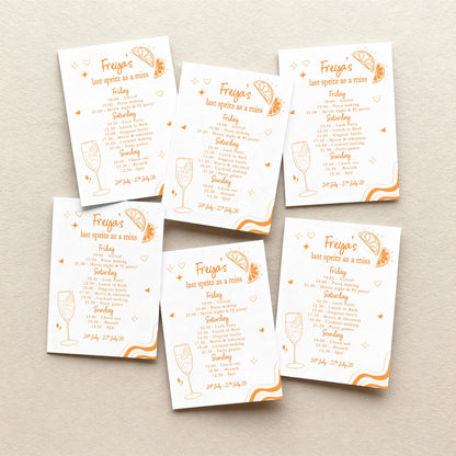Hen Do Party Itinerary: Bachelorette, Girls Weekend, Hen Goody Bag, Last Spritz as a miss