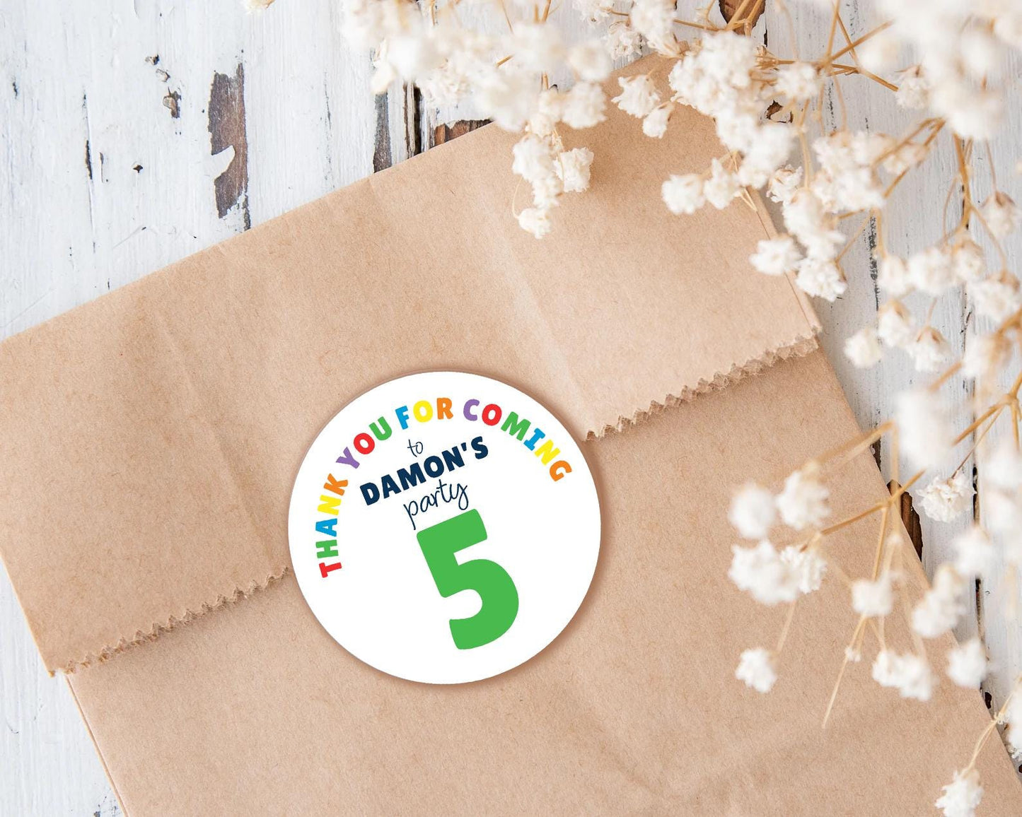 Personalised Birthday Party Stickers, Thank You, Age, Children's Bag Labels