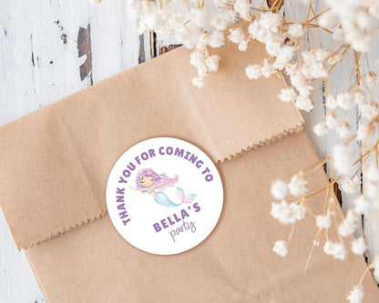 Personalised Birthday Party Stickers, Mermaid, Children's Sweet Cones