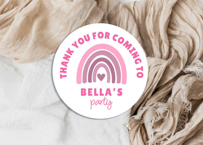 Personalised Birthday Party Stickers, Pink Rainbow, Children's Sweet Cones