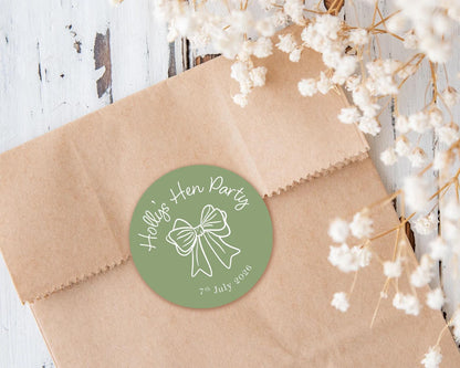 She's Tying The Knot Hen Party Stickers, Something Blue, Bow Theme, Bridal Shower Favour Stickers