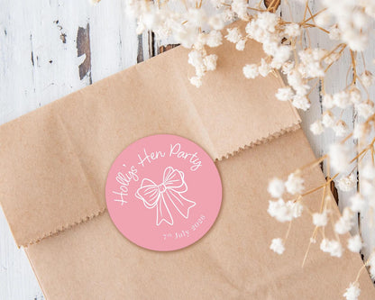 She's Tying The Knot Hen Party Stickers, Something Blue, Bow Theme, Bridal Shower Favour Stickers