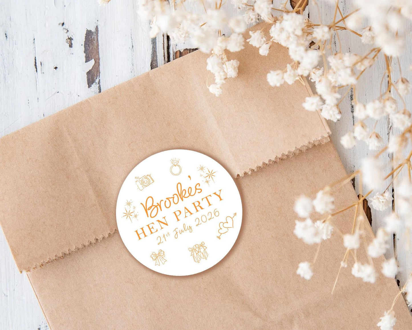 Hen Party Stickers, Goody Bag, Whimsical, Bridal Shower Favour Stickers
